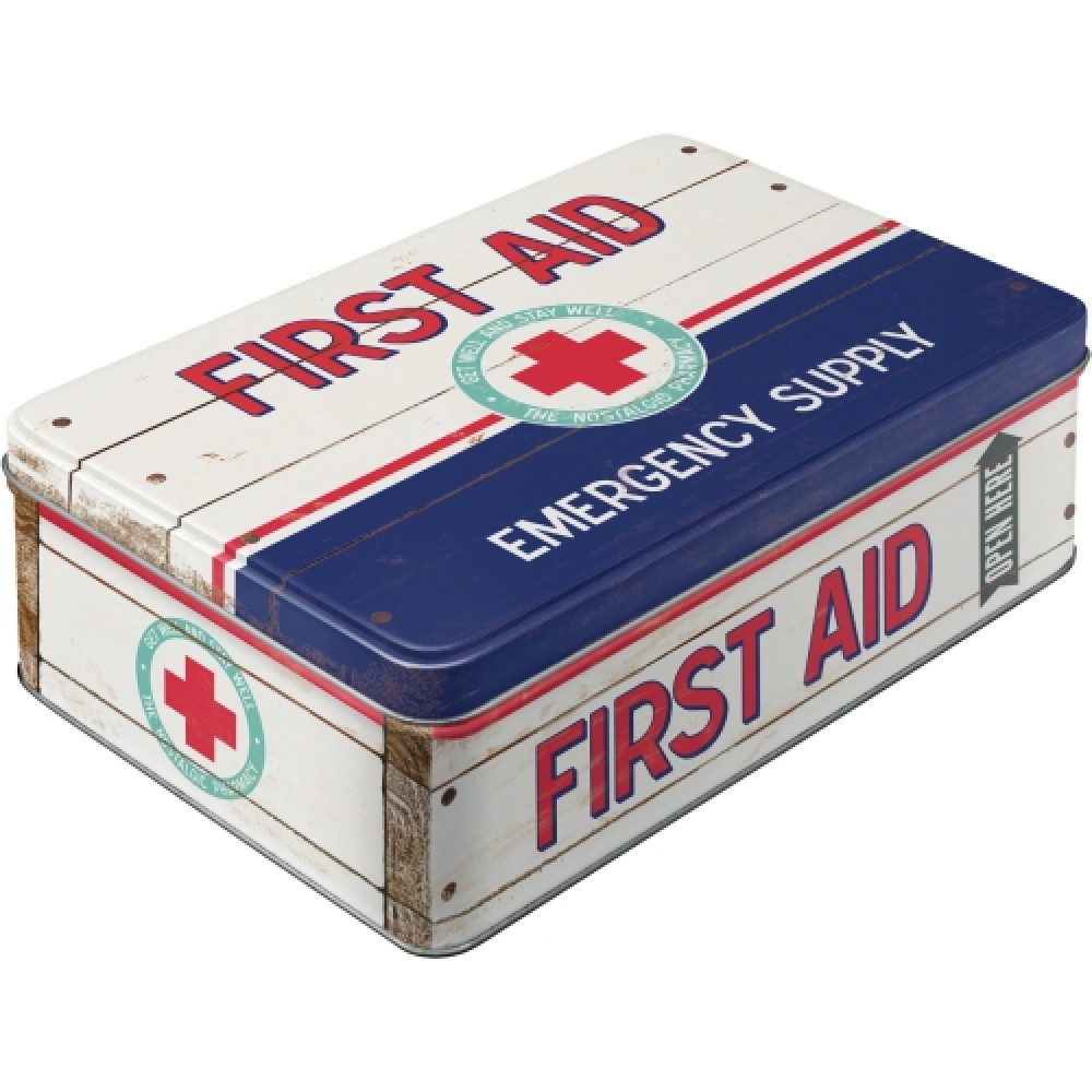 Cutie de depozitare metalica - First Aid - Blue